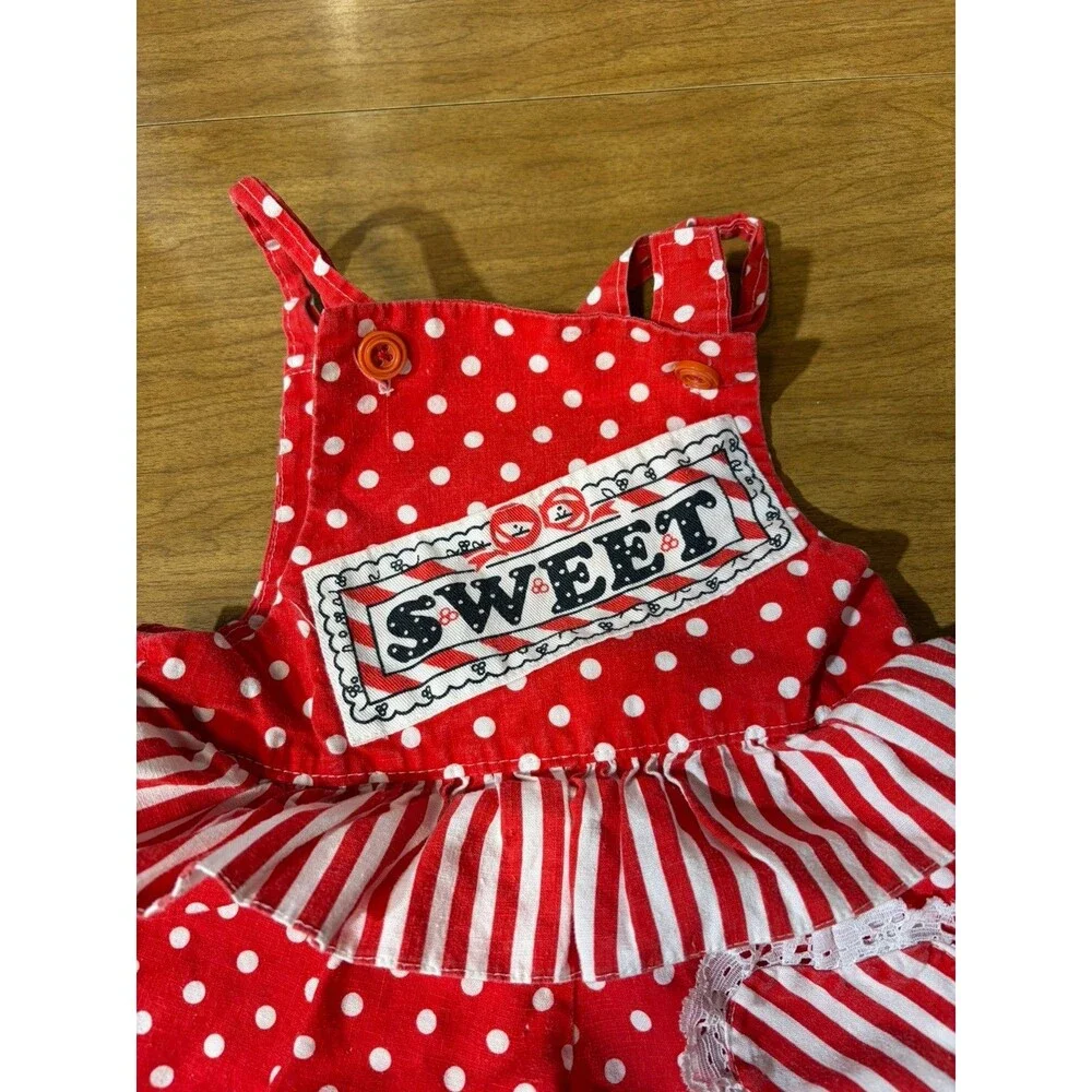 Vintage Polka Dot Overall Romper  9-12 Months